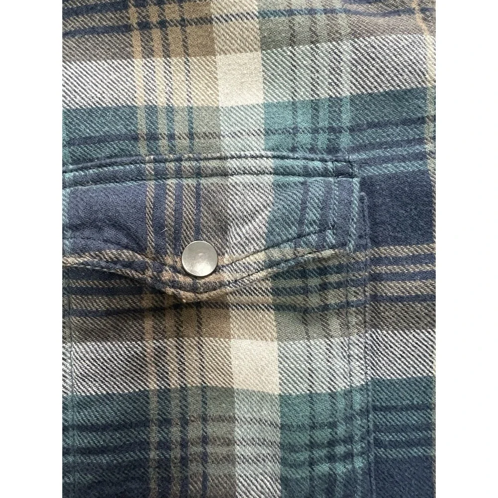 Banana Republic Men's Long Sleeve Plaid Flannel With Snaps Standard Fit‎ Large